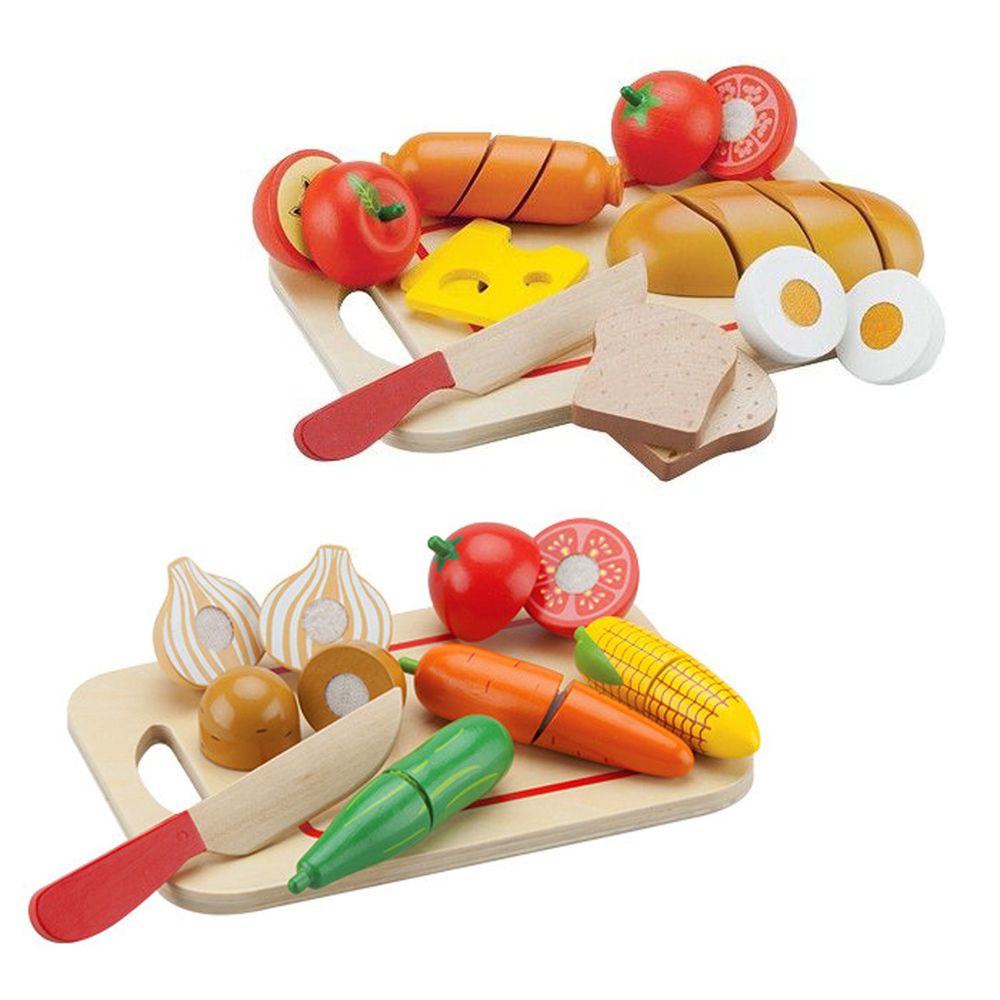 荷蘭 New Classic Toys - 新手主廚切切樂組合包-蔬食切切樂8件組+輕食早餐切切樂10件組