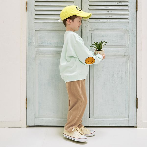 日本 b-ROOM - 療癒笑臉刺繡長袖上衣-深藍