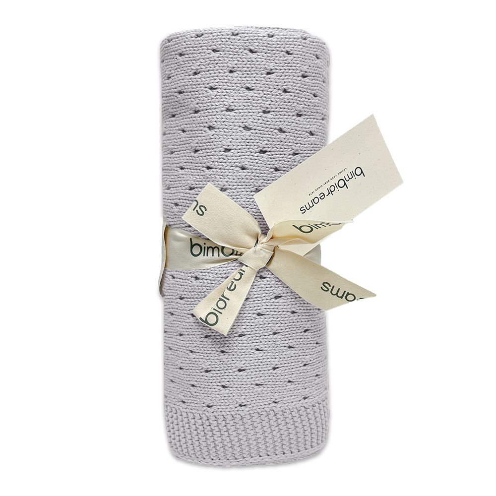 【bimbidreams】透氣純棉針織洞洞毯 75x90cm(寶寶毯 嬰兒毯 四季毯 冷氣毯 小被被 蓋被 寶寶被毯 外出毯)-大象灰