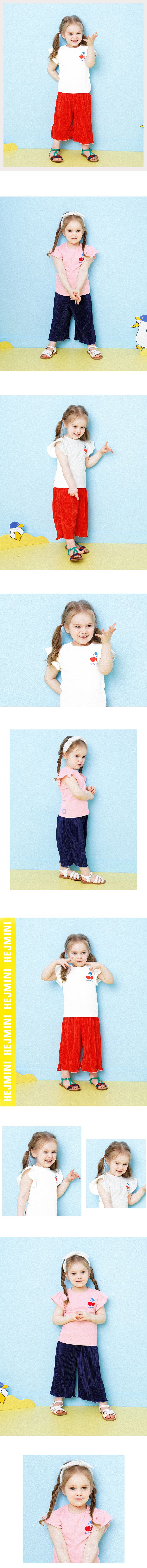 韓國 HEJMINI - 荷葉袖櫻桃上衣-白