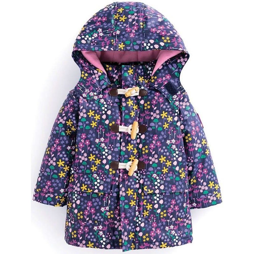 英國 JoJo Maman BeBe - 防雨/防風牛角鋪棉外套-紫花園