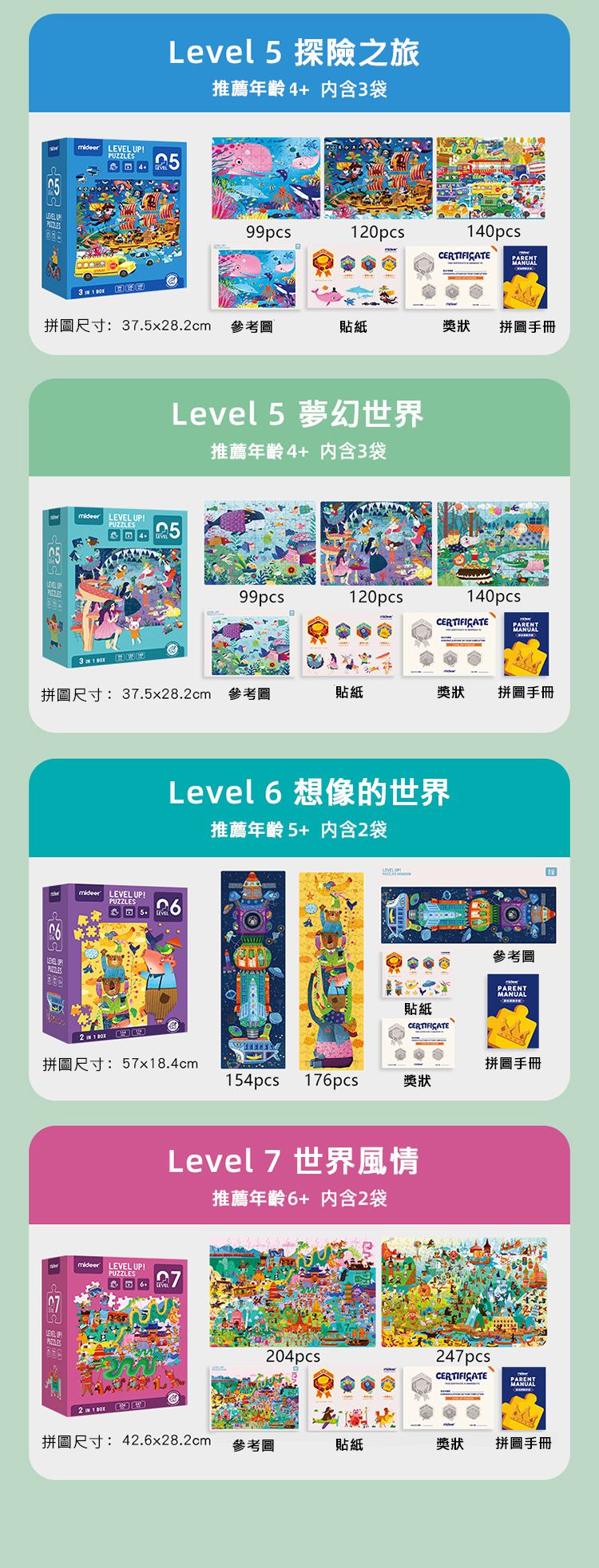 MiDeer - 進階式拼圖-世界風情(LEVEL7)