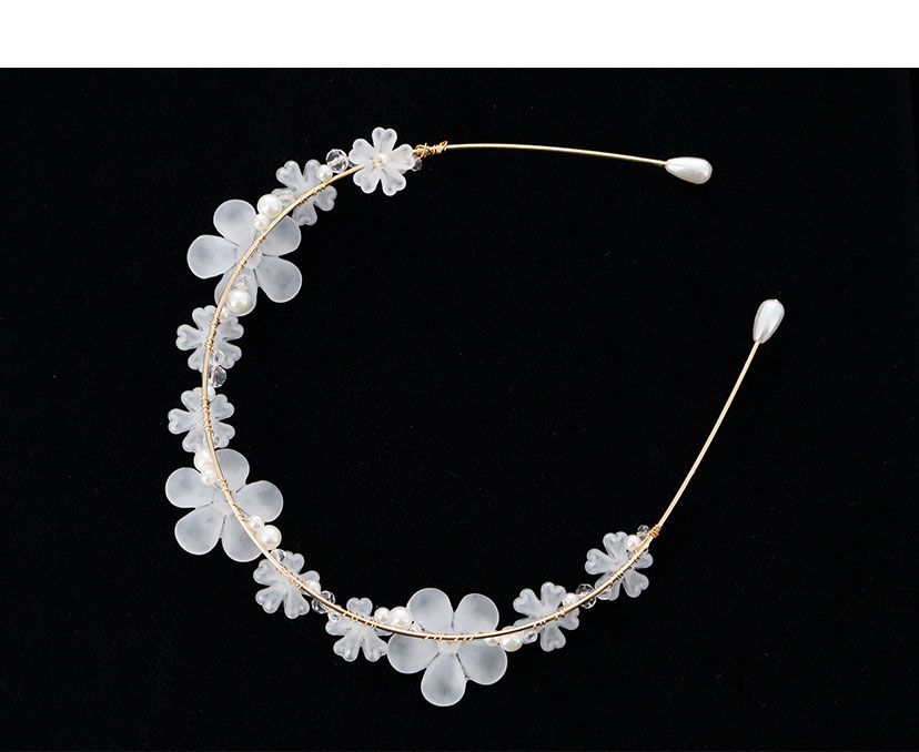 日本 Catherine Cottage - 磨砂優雅花圈造型髮箍-透光白