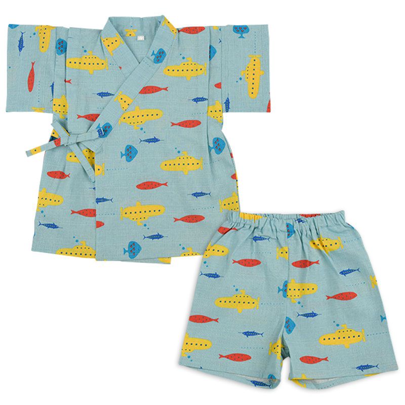 akachan honpo - 兩件式甚平-潛水艇-淺藍色