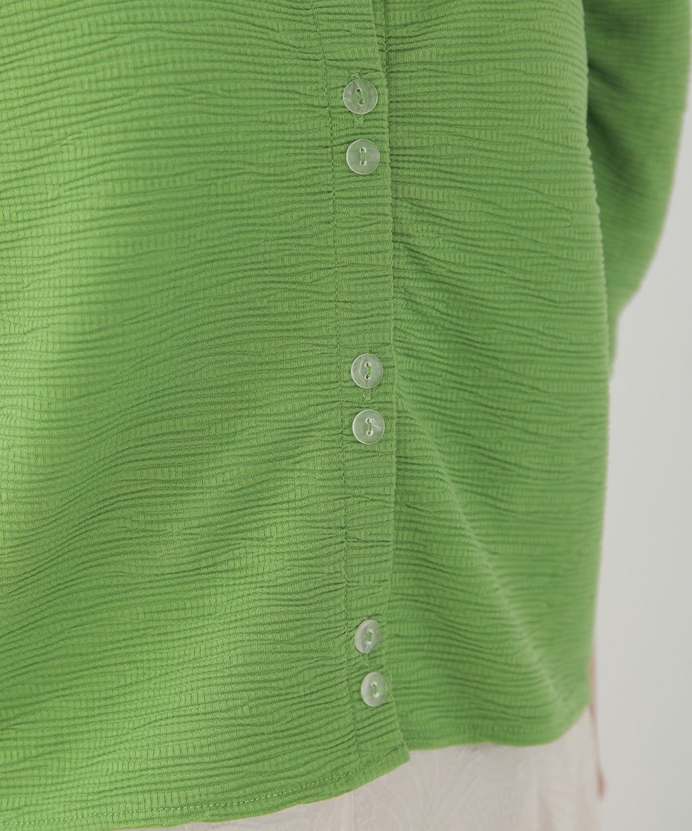 日本 Bab - 2WAY方領排扣五分袖上衣-米杏