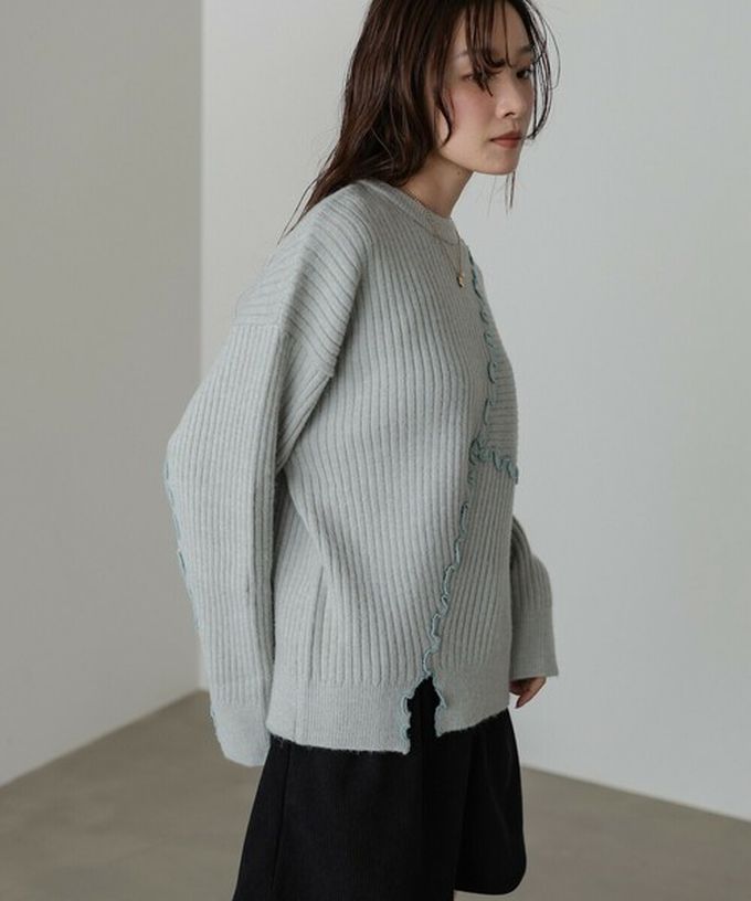 日本 Bab - 柔美曲線點綴寬鬆感針織上衣-咖啡