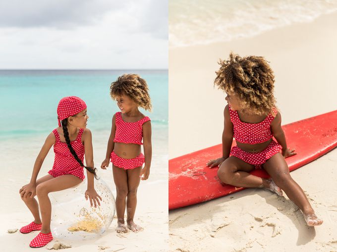 德國Playshoes - 抗UV防曬比基尼兩件組兒童泳裝-復古波點