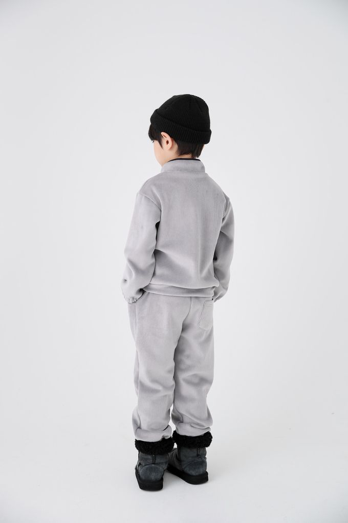 韓國 Coco Bang - (兩件式)鈕扣羅紋立領長袖套裝-卡其