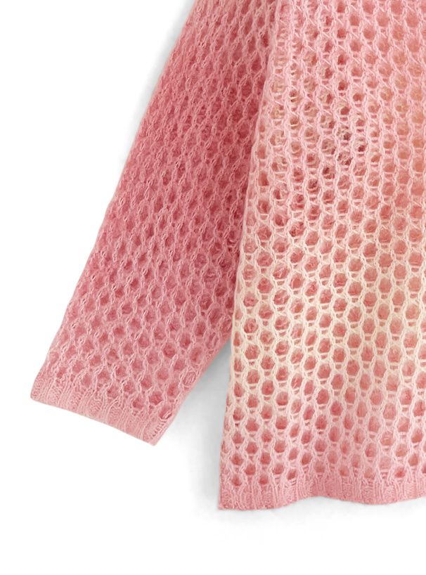 日本 GRL - 渲染漸層長版鉤針毛衣-水藍 (F)