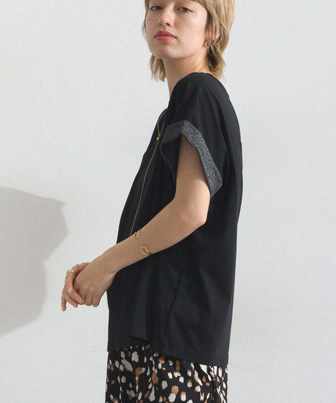 日本 le colis - 光澤滾邊舒適休閒法式袖上衣-白