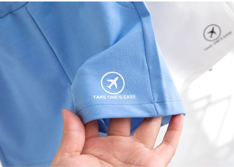 FANMOU - 奧爾棉腰鬆緊運動短褲-飛機-藍色