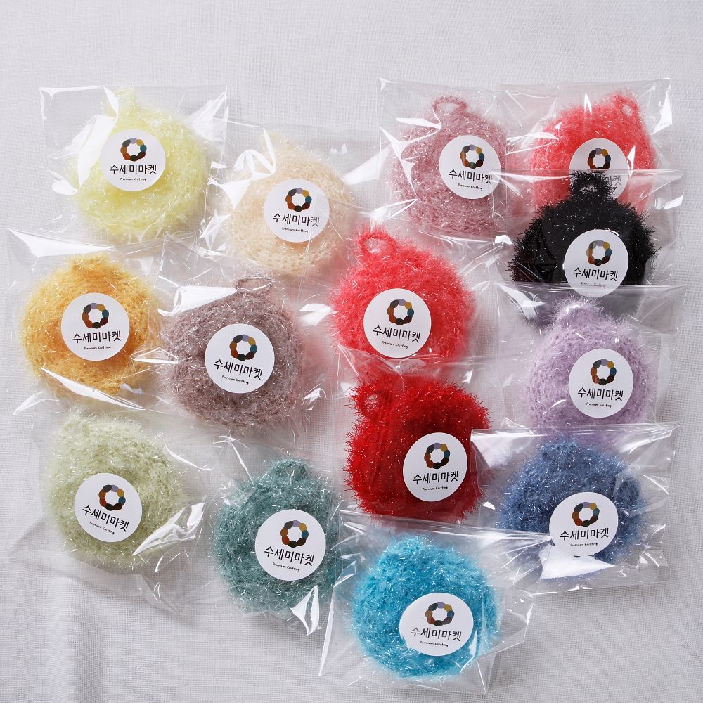 韓國製 - (五入禮盒組)手工編織洗碗刷/洗滌刷-森林黃綠