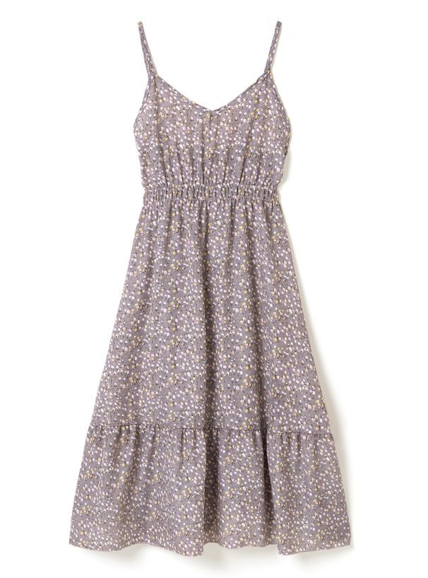 日本 GRL - 短袖上衣x浪漫碎花收腰吊帶裙2件組-丁香紫 (M)