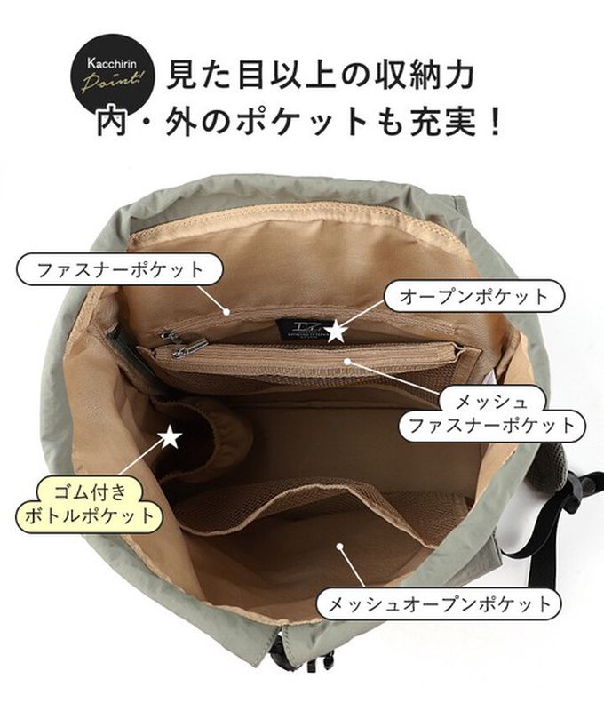 日本 LIZDAYS - 輕量簡約防潑水多口袋後背包-深灰 (30x35cm)