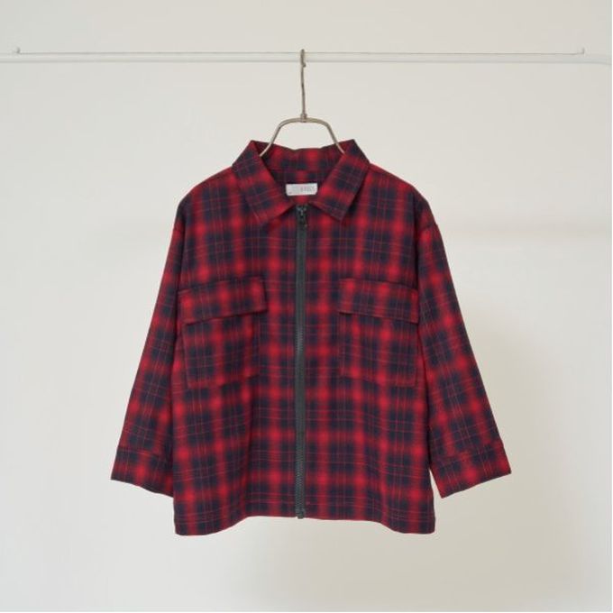 日本 b-ROOM - 經典格紋廓形長袖襯衫/夾克-紅