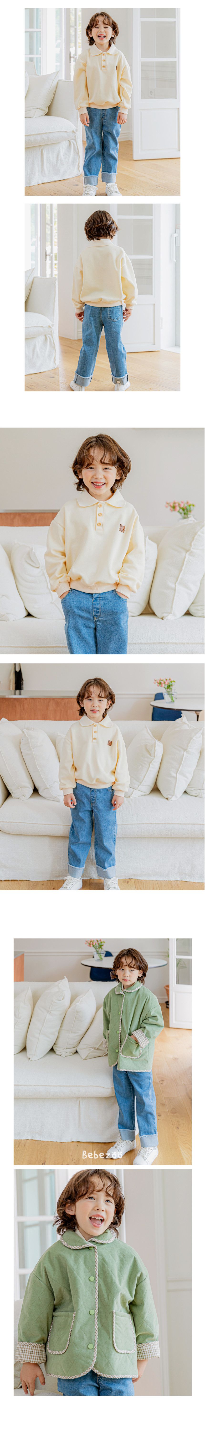 韓國 Bebezoo - 小狐狸裝飾翻領長袖上衣-奶油白