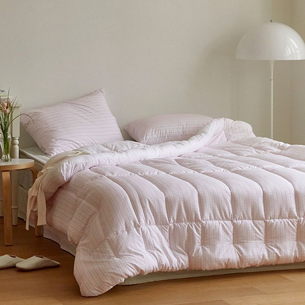 可水洗超細纖維桃皮感四季被-排列花紋