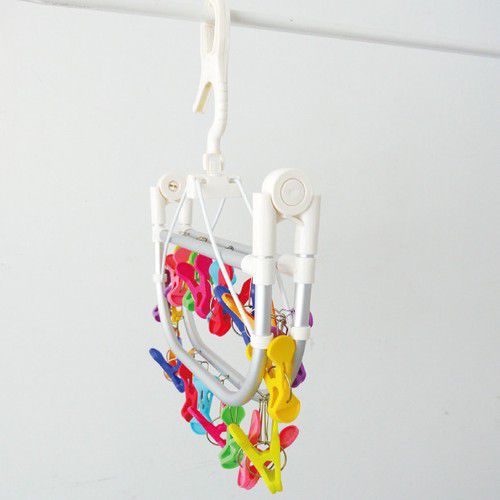 日本代購 - 熱銷定番 SUNNY系列彩虹可折疊衣架-40小夾組 (72×37.5×33cm)