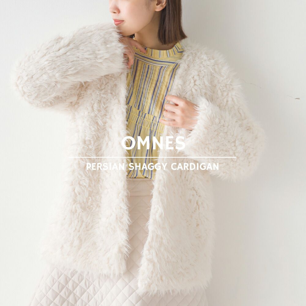 日本 OMNES - 毛茸茸開襟休閒外套-淺米