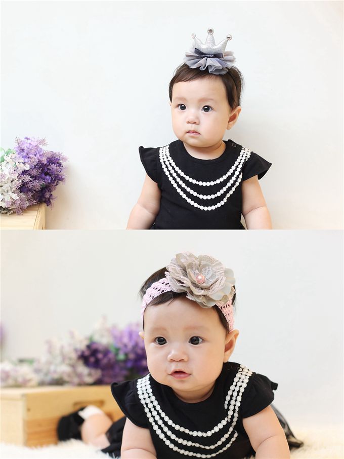 日安朵朵 - 女嬰雪紡蓬蓬裙連身衣 –MIT台灣製奧黛莉赫本(送皇冠髮帶)-短袖 (3-6個月)