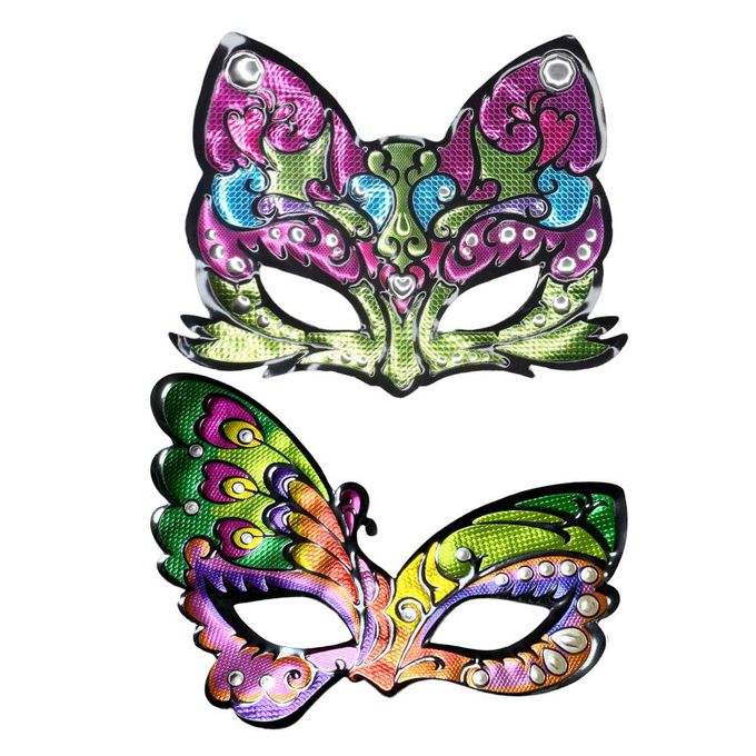 MODACore 摩達客 - 摩達客★萬聖派對變裝扮★彩色造型面具二入組-貓女/彩色蝴蝶各一★Cosplay