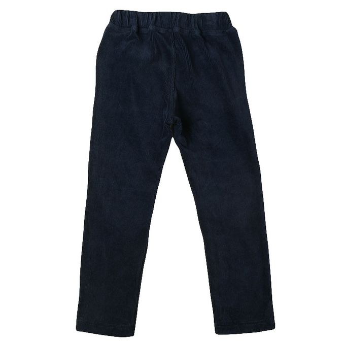 akachan honpo - 10分燈心絨褲-膝蓋圖案-深藍色