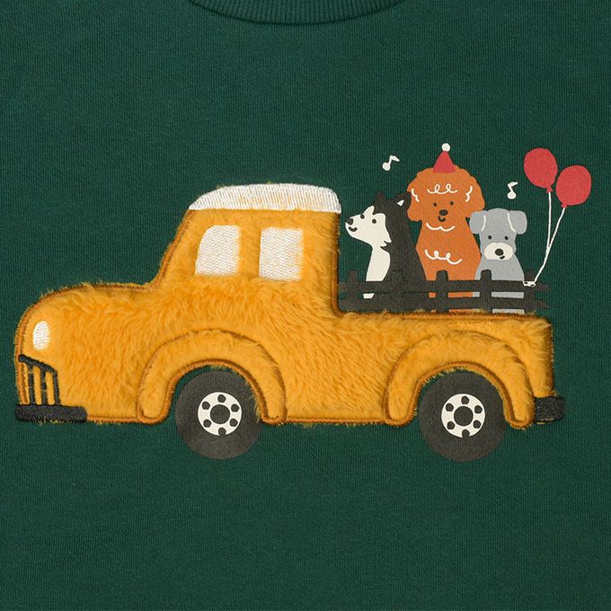 akachan honpo - 長袖休閒上衣-刷毛圖案-綠色