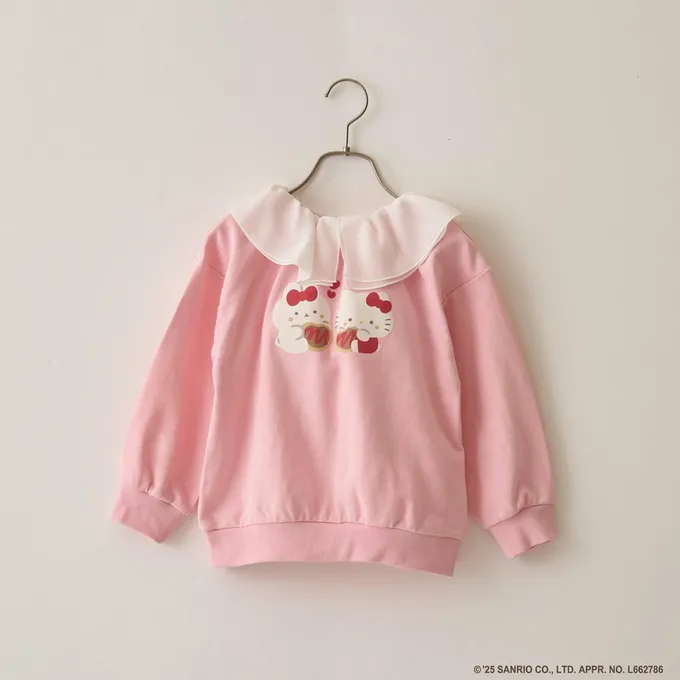 日本 Lycee mine - 連名款 正反兩穿純棉荷葉領長袖上衣-卡通人物三麗鷗-薄荷綠