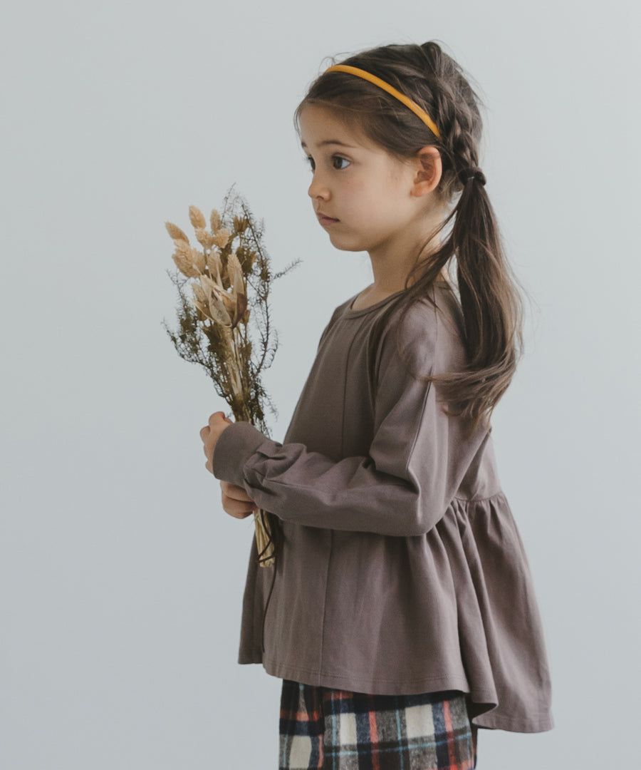 日本 PAIRMANON - 前短後長荷葉擺長袖上衣-薰衣草