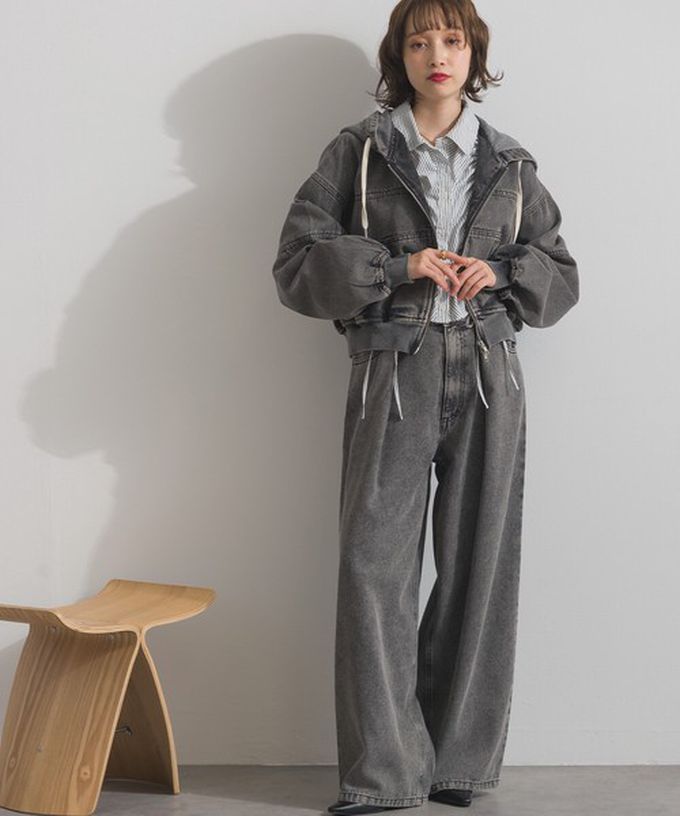 日本 ELENCARE DUE - 10oz 立體摺線後腰鬆緊牛仔褲-海軍藍