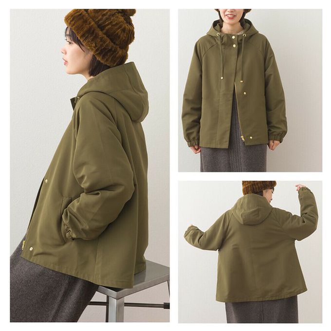 日本 OMNES - [經典款]防潑水派克連帽風衣外套-橄欖綠