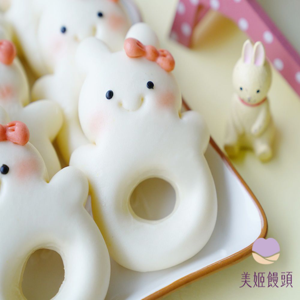 美姬饅頭 - 兔兔甜甜圈鮮乳造型饅頭-40g/顆*6入裝