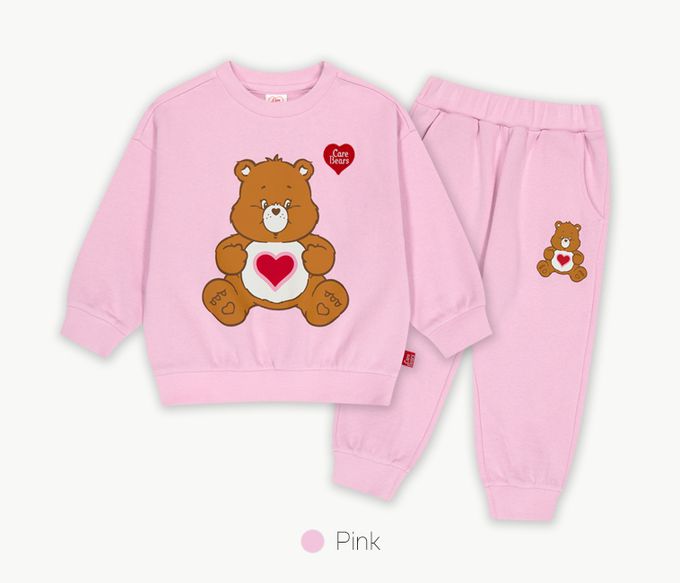 韓國 Care Bears - 聯名款大圖印長袖內磨毛套裝-灰