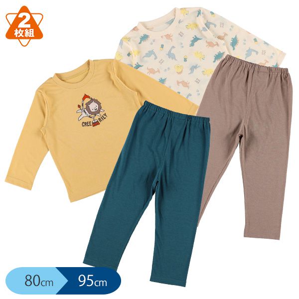 日本西松屋 - 印花長袖睡衣超值兩件組-兔兔&草莓-粉X紅-KT595238