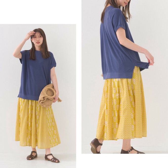 日本 OMNES - 接觸冷感 側開叉休閒短袖上衣-卡其棕