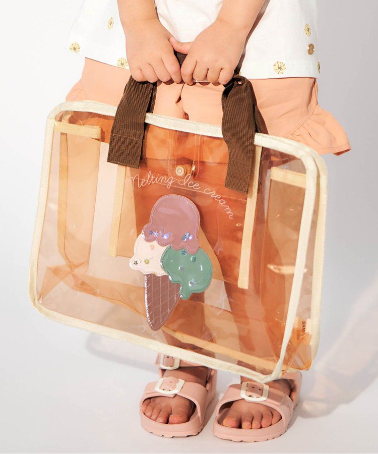 日本 apres les cours - 亮片墜飾防水PVC圓形肩背/手提包-貝殼-水藍