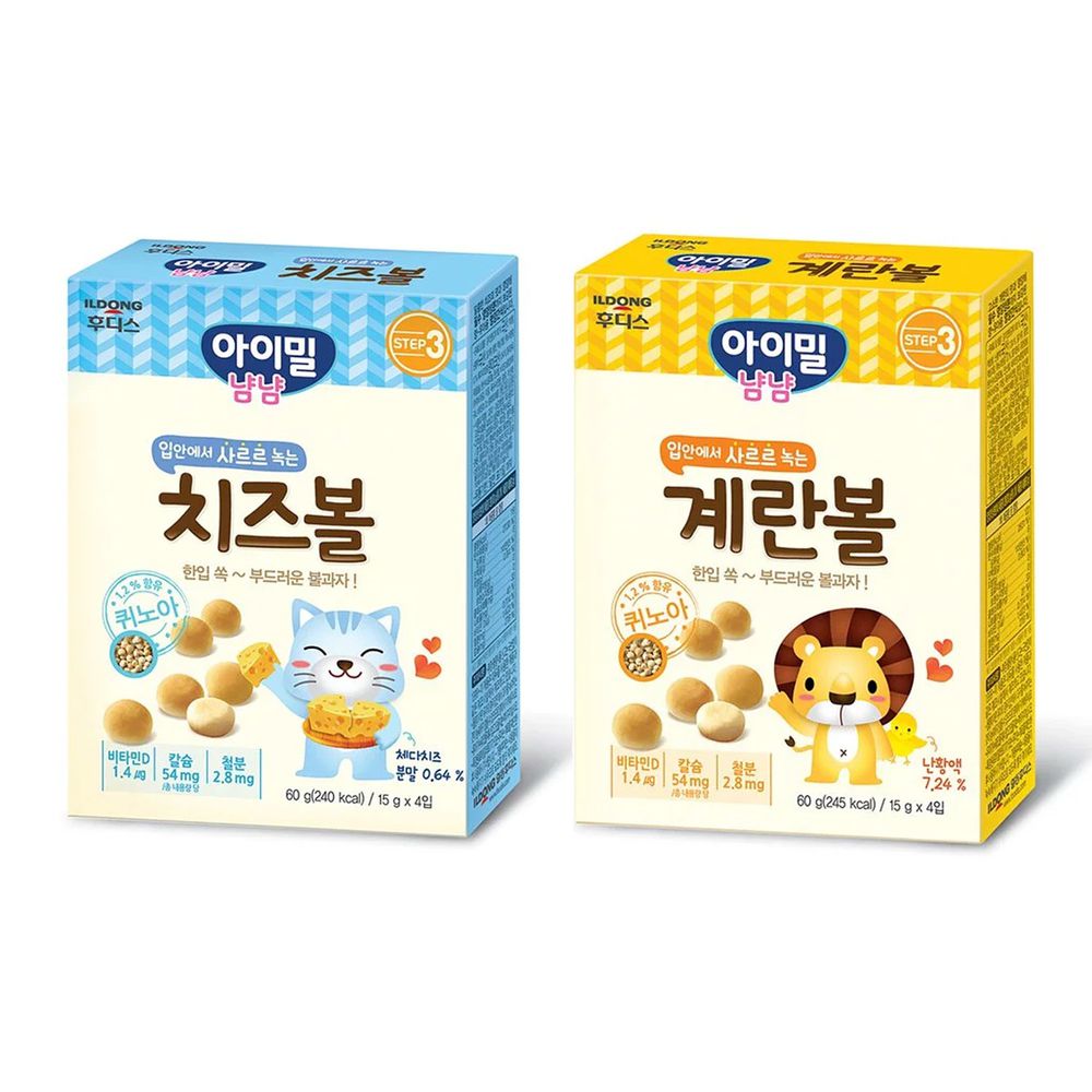 韓國Ildong Foodis日東 - 藜麥小饅頭二入組-雞蛋*1+起司*1