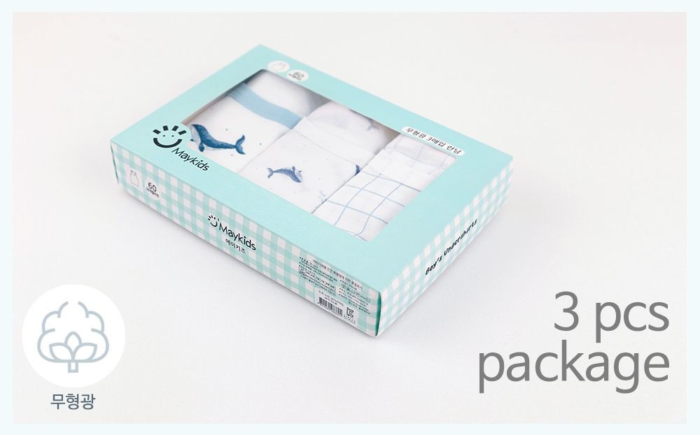 (3入組)男寶無螢光輕柔棉背心-格紋X鯨魚