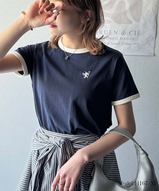 日本 Classical Elf - logo刺繡滾邊光澤感短袖T恤-煙燻粉