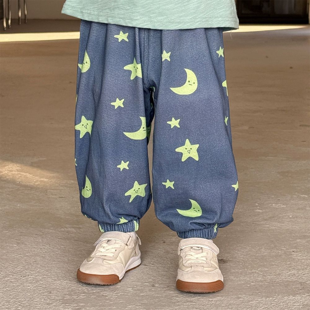 純棉輕薄透氣防蚊褲-星星月亮-藍色