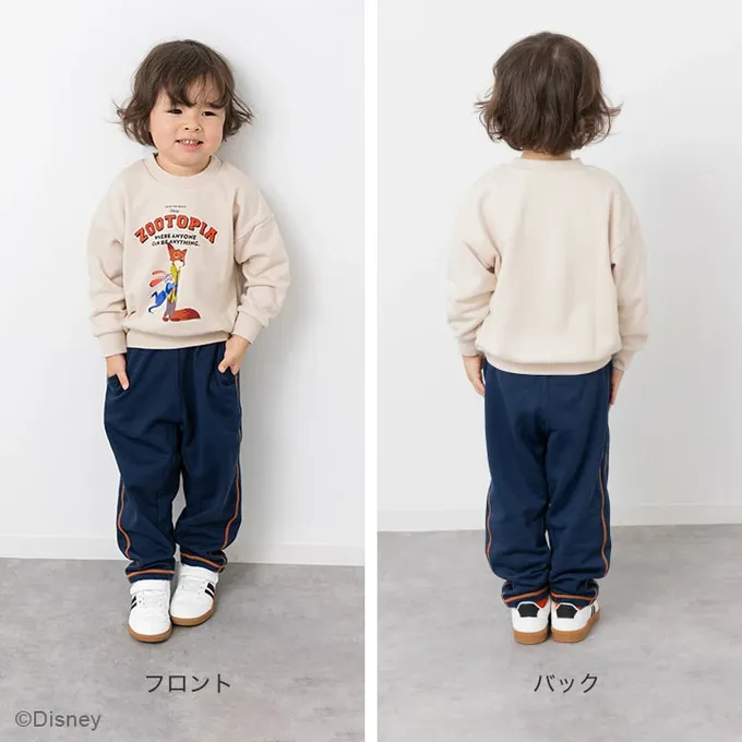 日本 Chil2 - 限量聯名 裏毛印花大學長袖上衣-卡通人物動物方城市-煙燻粉