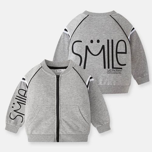 棒球休閒外套-SMILE-灰色