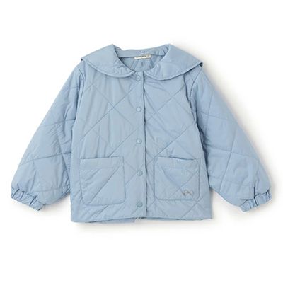 日本 Lycee mine - 可機洗 水手領絎縫鋪棉外套(領可拆)-藍