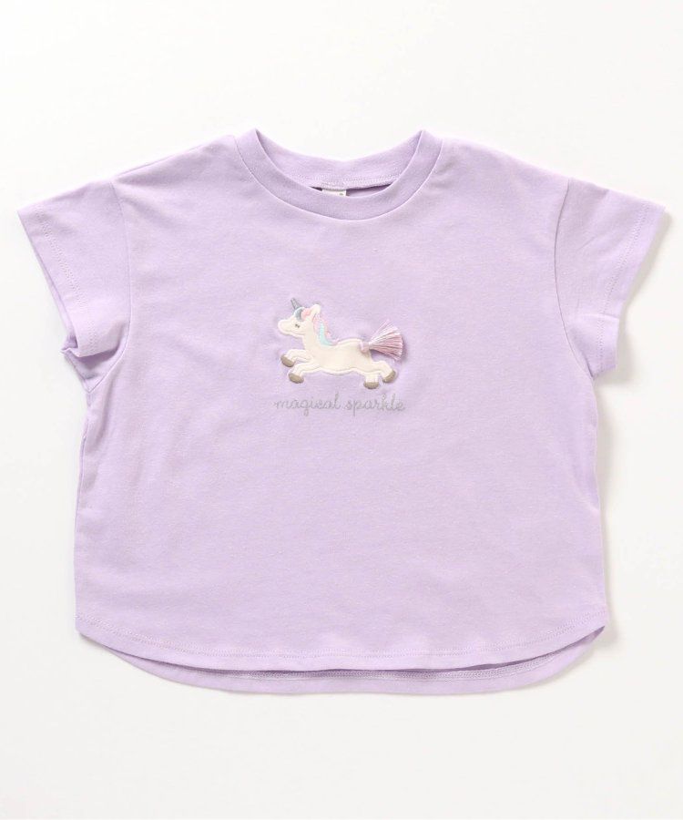 日本 apres les cours - 立體刺繡印花短袖上衣-冰棒-袖撞色