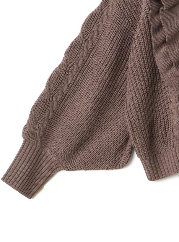 日本 GRL - 浪漫層次荷葉邊針織毛衣X針織短褲兩件組-摩卡