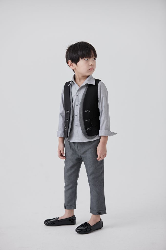 韓國 Coco Bang - 胸前品牌刺繡翻領長袖襯衫-白