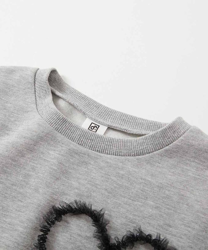 日本 devirock - 裏起毛蕾絲愛心長袖上衣-藍紫