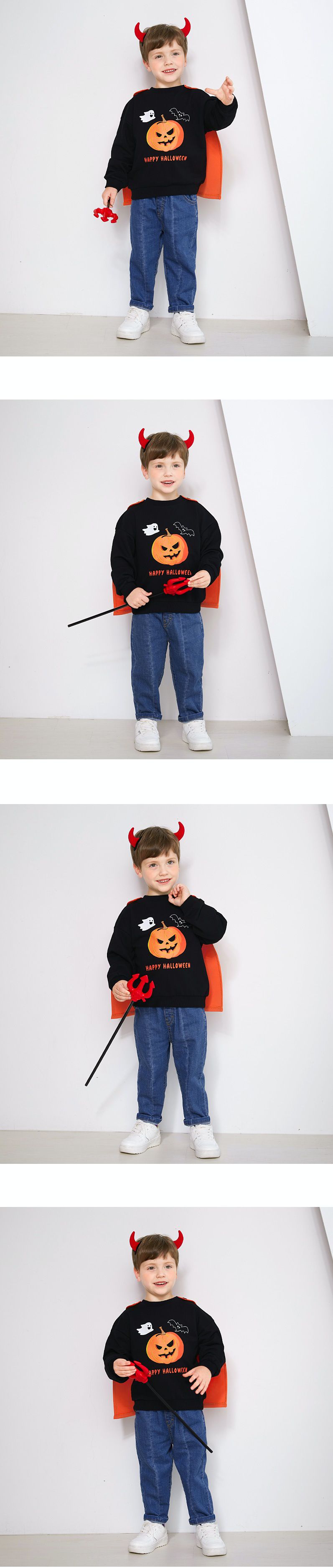 韓國 WALTON kids - (披風可拆)萬聖節純棉T-橘