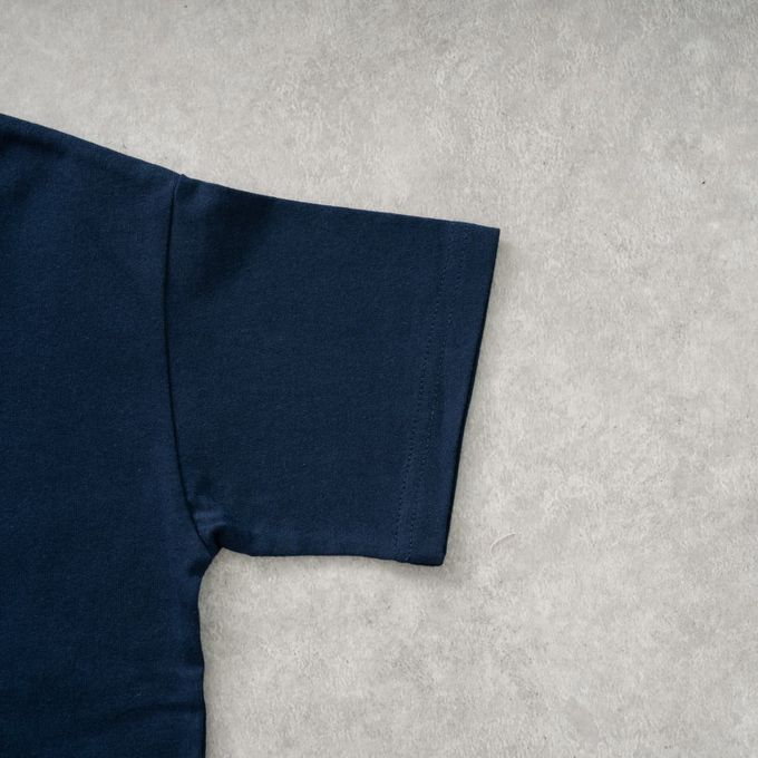 日本 petit main - 100%棉 塗鴉系食物印花短袖上衣-披薩-靛藍