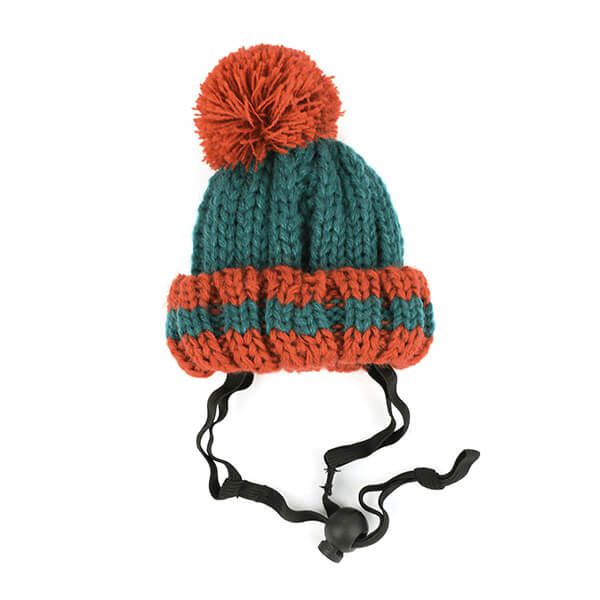 日本代購 - 麻花編織寵物帽/寵物頭套-酒紅 (M)